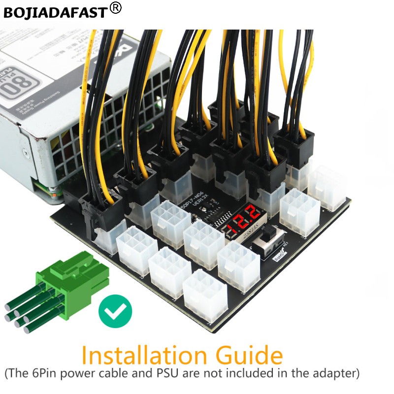 17 Ports PCI-E 6Pin Connector  - đánh giá và giá 2400W Server Psu Breakout Board